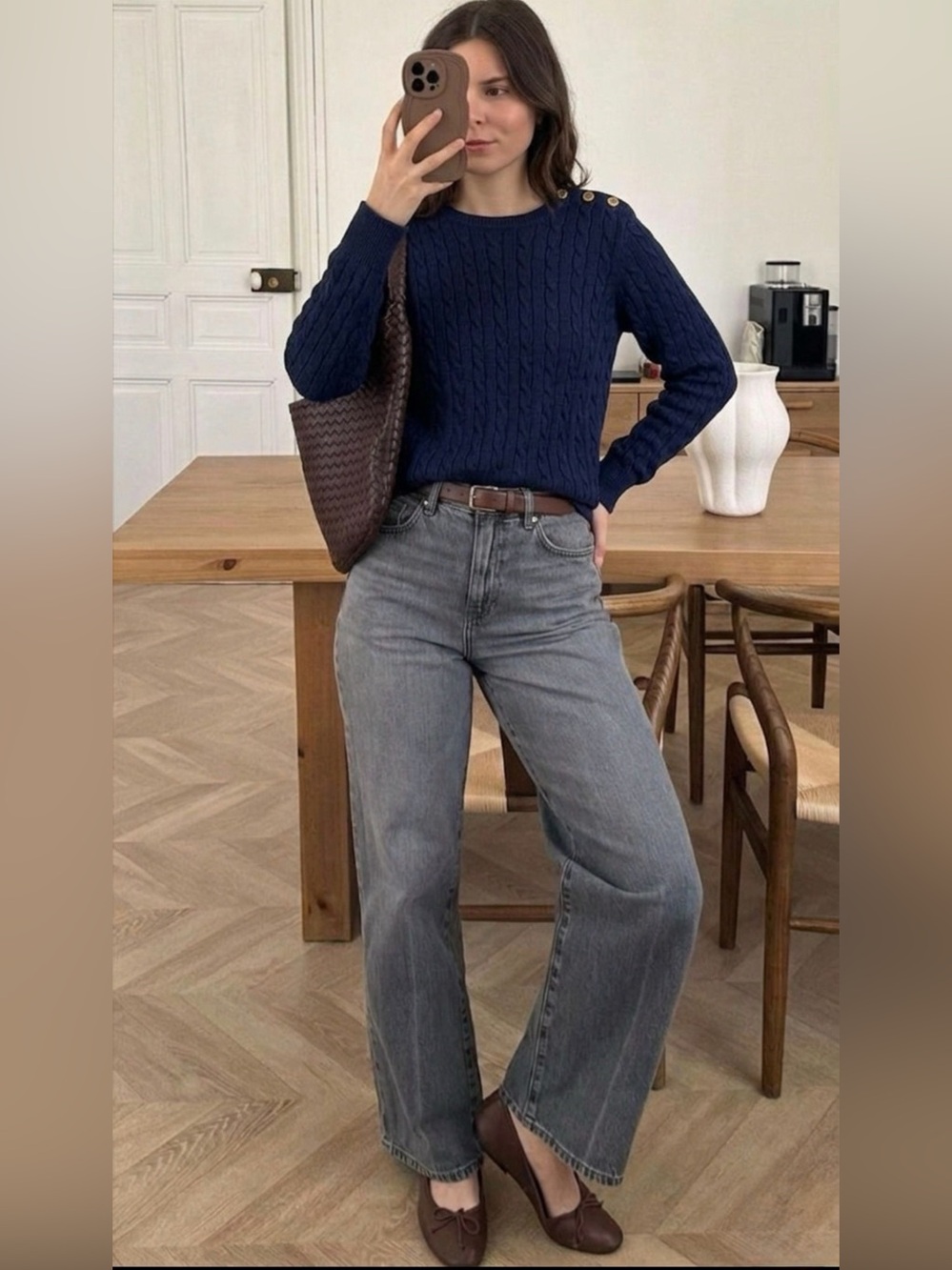 L. Ralph Lauren Cotton Navy Knit Sweater M
